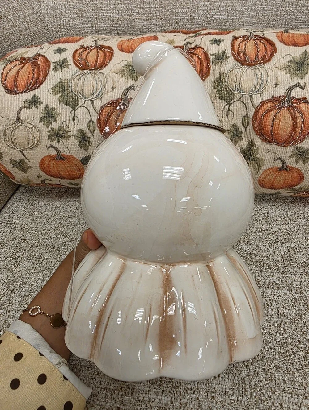 Ceramic Ghost Cookie Jar - White Halloween Decor